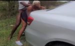Thick Lady Takes Hard Backshots Behind a Car in the Wild