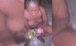 Enjoying Cucumber And Vibrator In Her Pussy